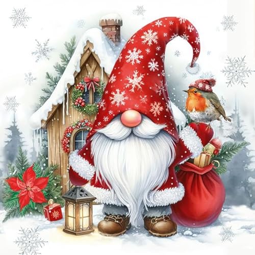 20 servilletas de Navidad con diseño de enano de Navidad Edik, servilletas de papel con diseño para invierno con gnomo enano Gnom Tomte. También para decoupage y decoupage y decoupage, 33 x 33 cm