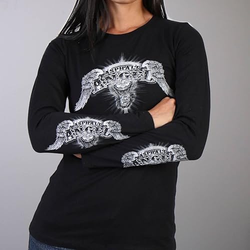 Hot Leathers Black Asphalt Angel Ladies Camiseta de manga larga