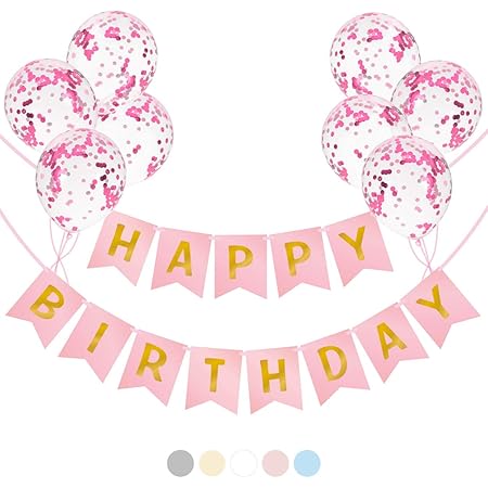 Banderole Joyeux Anniversaire Avec Ballons Confettis Guirlande Happy Birthday Decoration Anniversaire Kit De Banniere D Anniversaire Rose Avec Ballons Roses Et Ruban Bolduc Pour Fille Et Femme Amazon Fr Cuisine