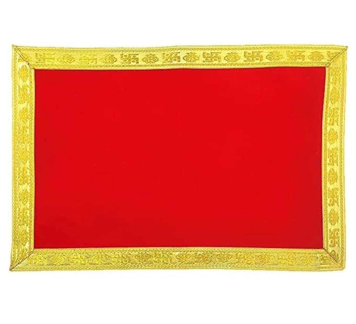 KTD Gopala Velvet Pooja Aasan Cloth Red Color (23.8cmx17.1cm Approx)