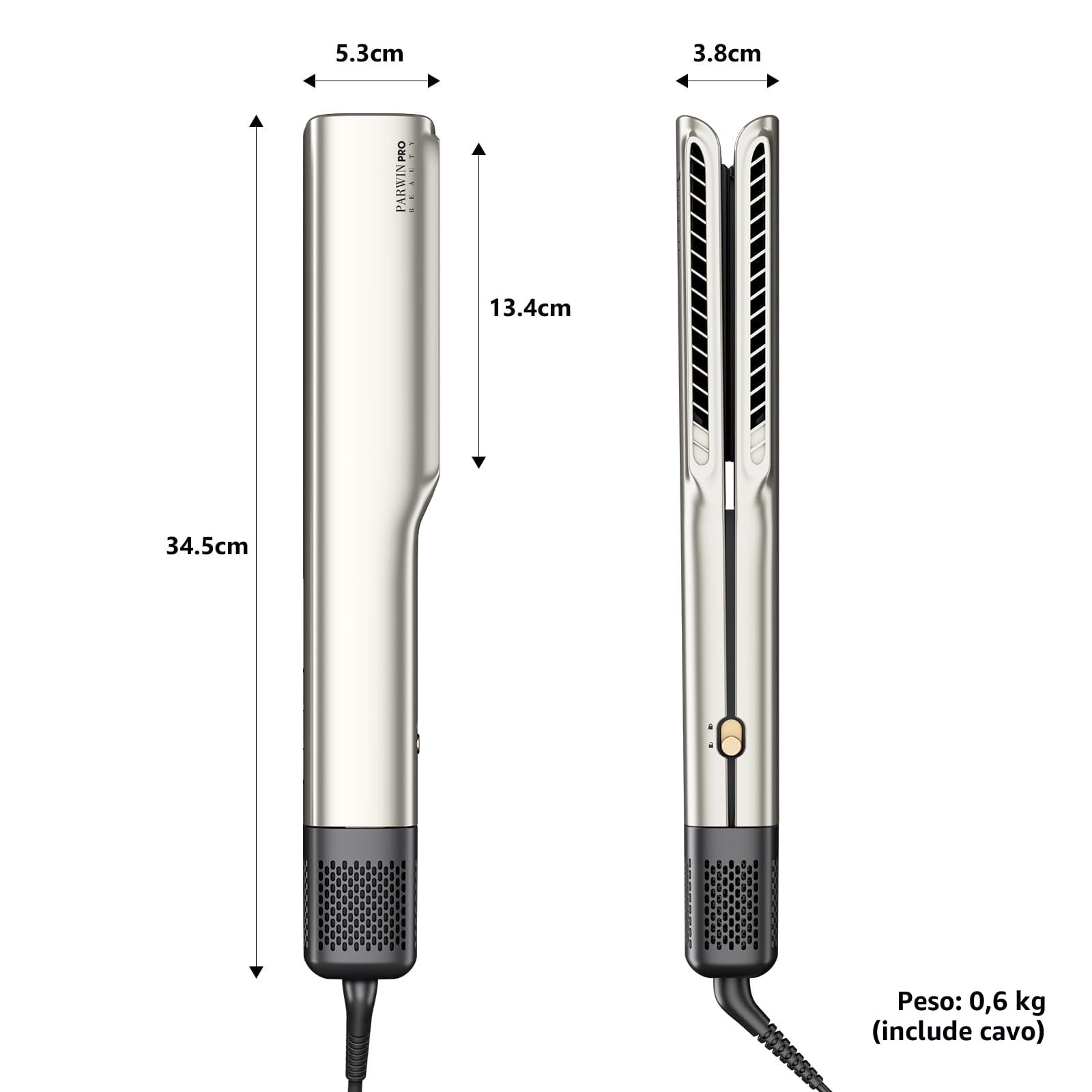 Piastra per capelli ad aria, piastra per capelli agli ioni PARWIN PRO BEAUTY, da bagnato ad asciutto, senza piastre riscaldanti, senza danni da calore, per capelli medi e capelli lunghi (35-75 cm)