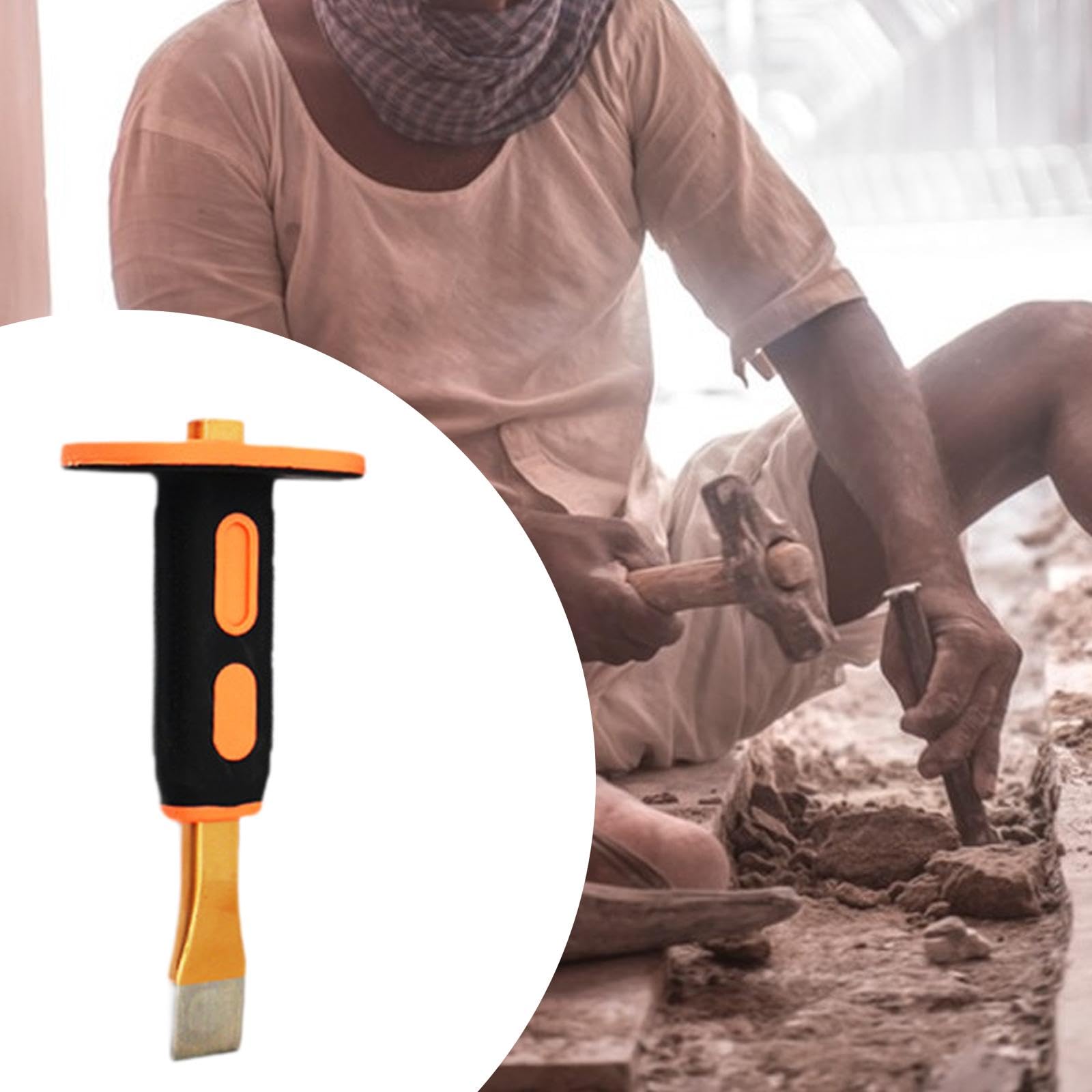 MYCENSE Carving Chisel Compact Size Flat End Heavy Duty Comfortable Flat Chisel Hand Tool for Mortar Stone Concrete Breaking Demolishing, 20cm