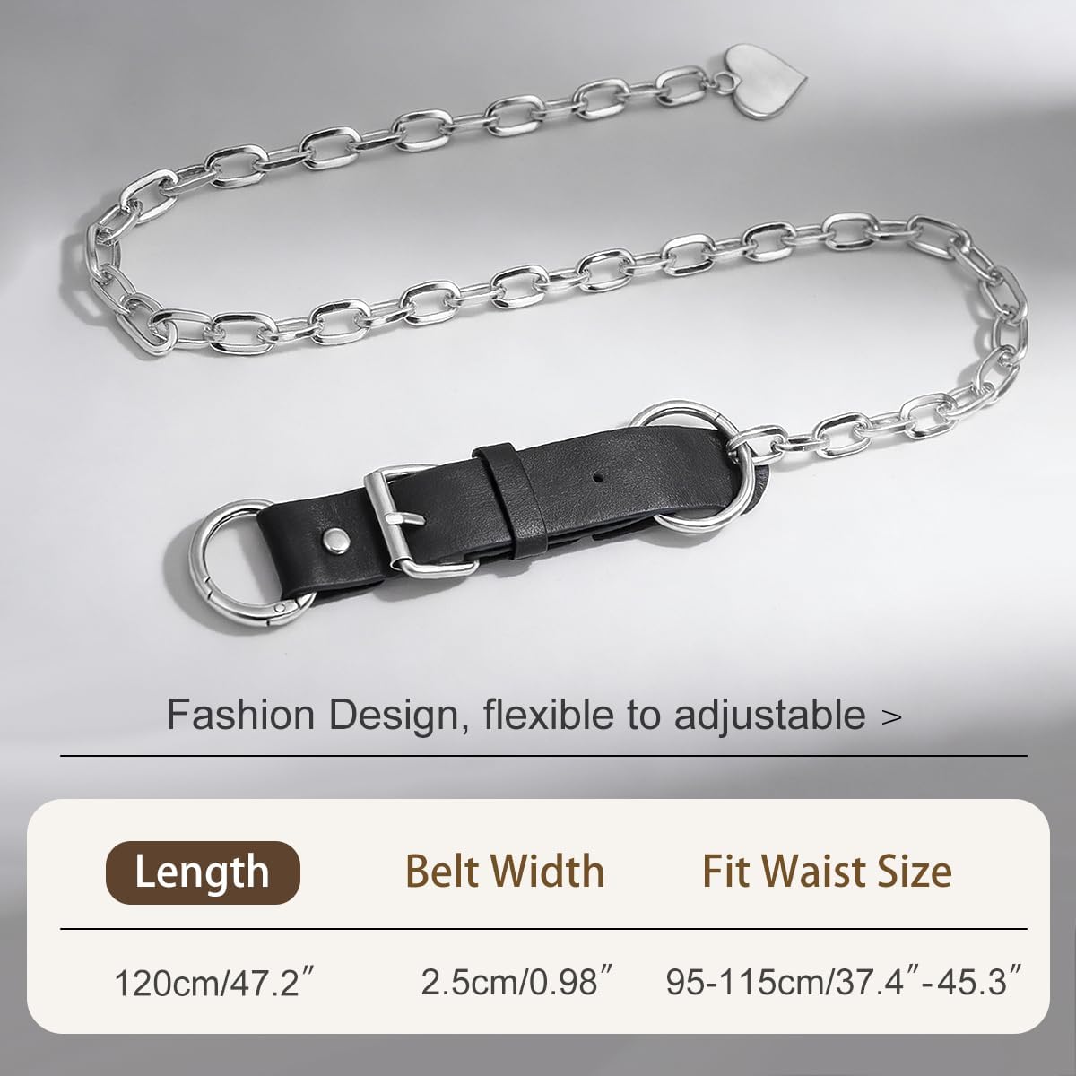 Women Waist Chain Belt for Dresses, PU Leather Belts With Gold Chain image 5