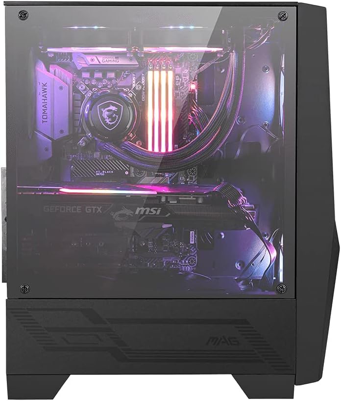 Best Deal 🛒 MSI MAG Forge 100R Mid Tower Gaming Computer Case 'Black, 2X 120 mm ARGB PWM Fan, 1x 120 mm Fan, 1-6 ARGB Hub, Mystic Light Sync, Tempered Glass Panel, ATX, mATX, Mini-ITX'