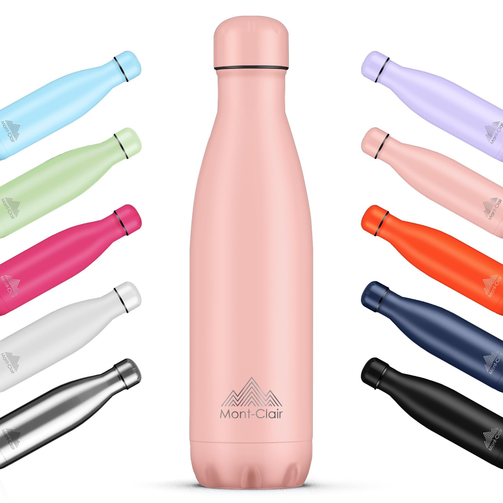 Mont-Clair LO Stainless Steel Water Bottle, Vacuum Insulated - BPA Free, 12h Hot & 24h Cold Drinks, Metal Water Bottle 1L Leakproof, Ideal for Adult, Kids, Running - Mellow Rose