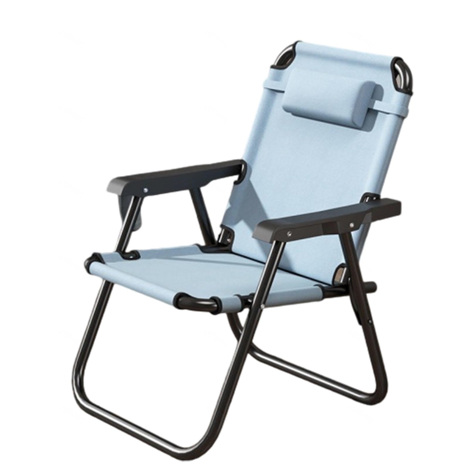 VIDECOR Comfortable Camping Chair Foldable Folding Chair Loadable Up To 150kg Lightweight High Back Fishing Chair for Outdoor, Garden, Festival,Blue-L