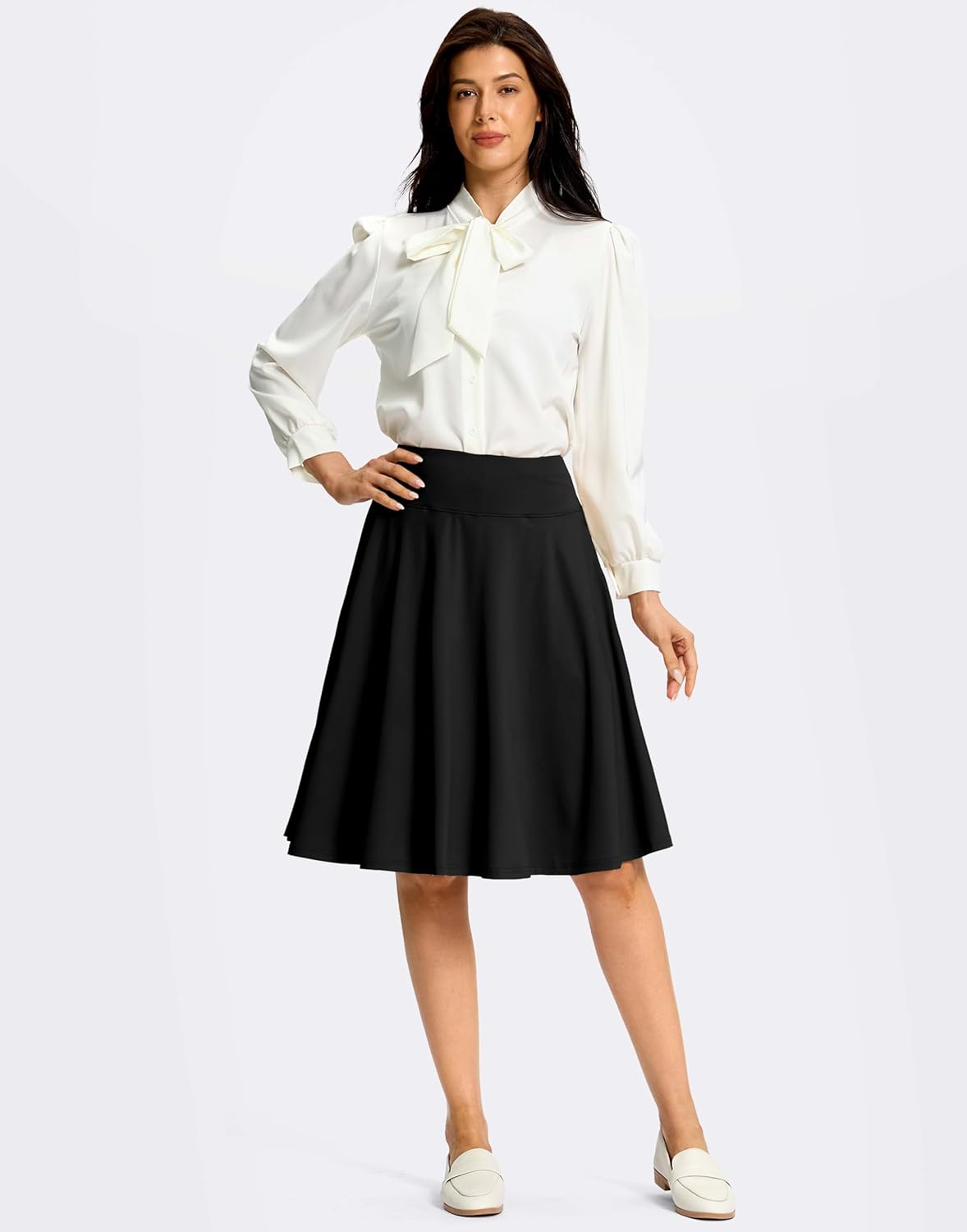 Viodia 24" Knee Length Long Skorts for Women Dressy Casual Midi Summer Travel Skort Modest Stretchy Skirts with Pockets - Image 6