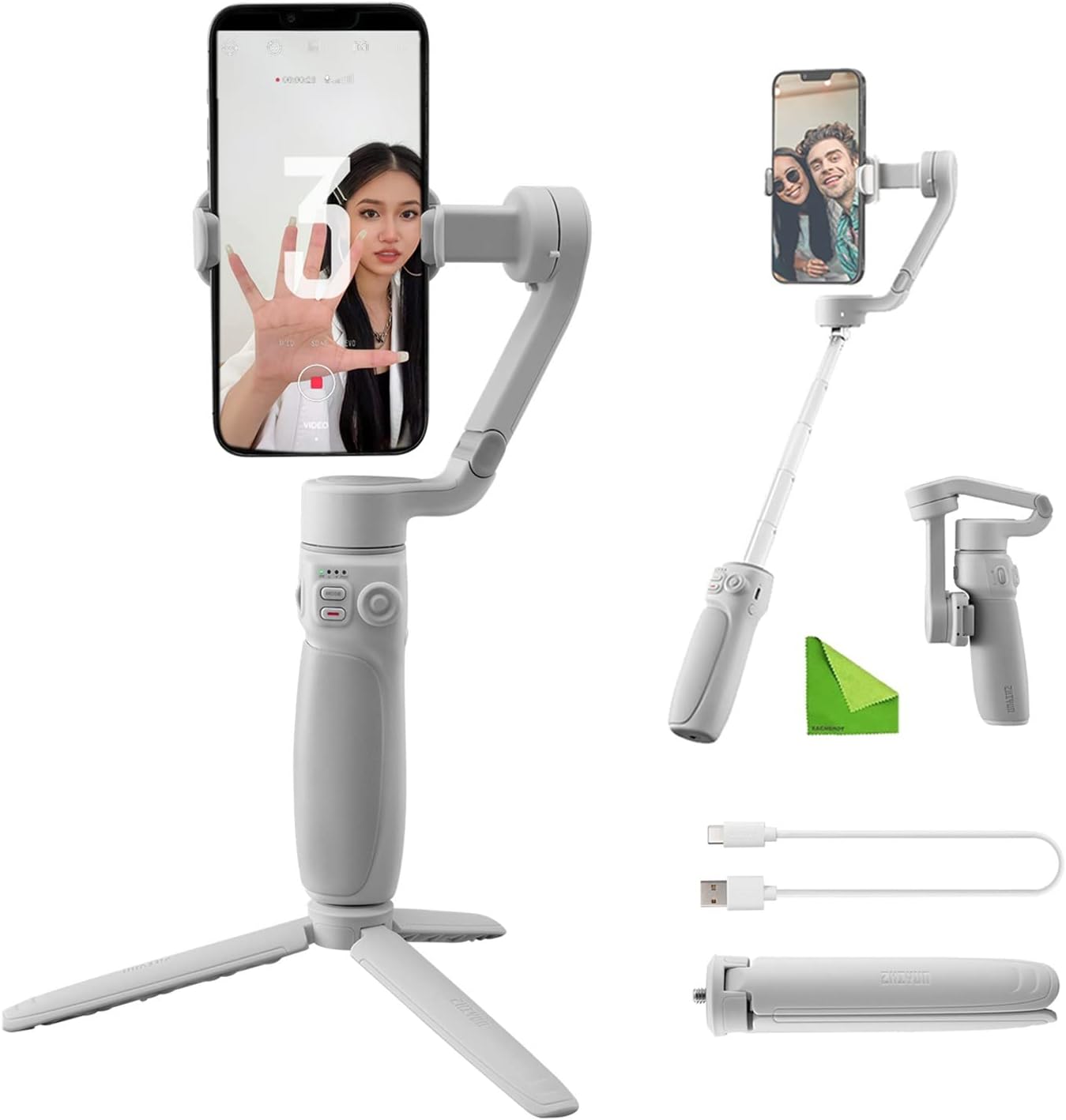 Zhiyun Smooth Q4 Gimbal Stabilizer for iPhone Smartphone,3-Axis Foldable Phone Gimbal Built-in Selfie Stick for Vlogging YouTube TikTok