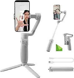 Zhiyun Smooth Q4 Estabilizador de 3 Eixos p iPhone Smartphone, Gimbal com haste de extensão embutida tripé selfie, kit de vídeo portátil e dobrável para vlogging YouTube MoreShot