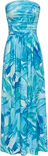 GRACE KARIN Women's Long Summer Dresses Floral Maxi Dresses Elegant Sleeveless Beach Dresses Festive Tube Dress with Pockets