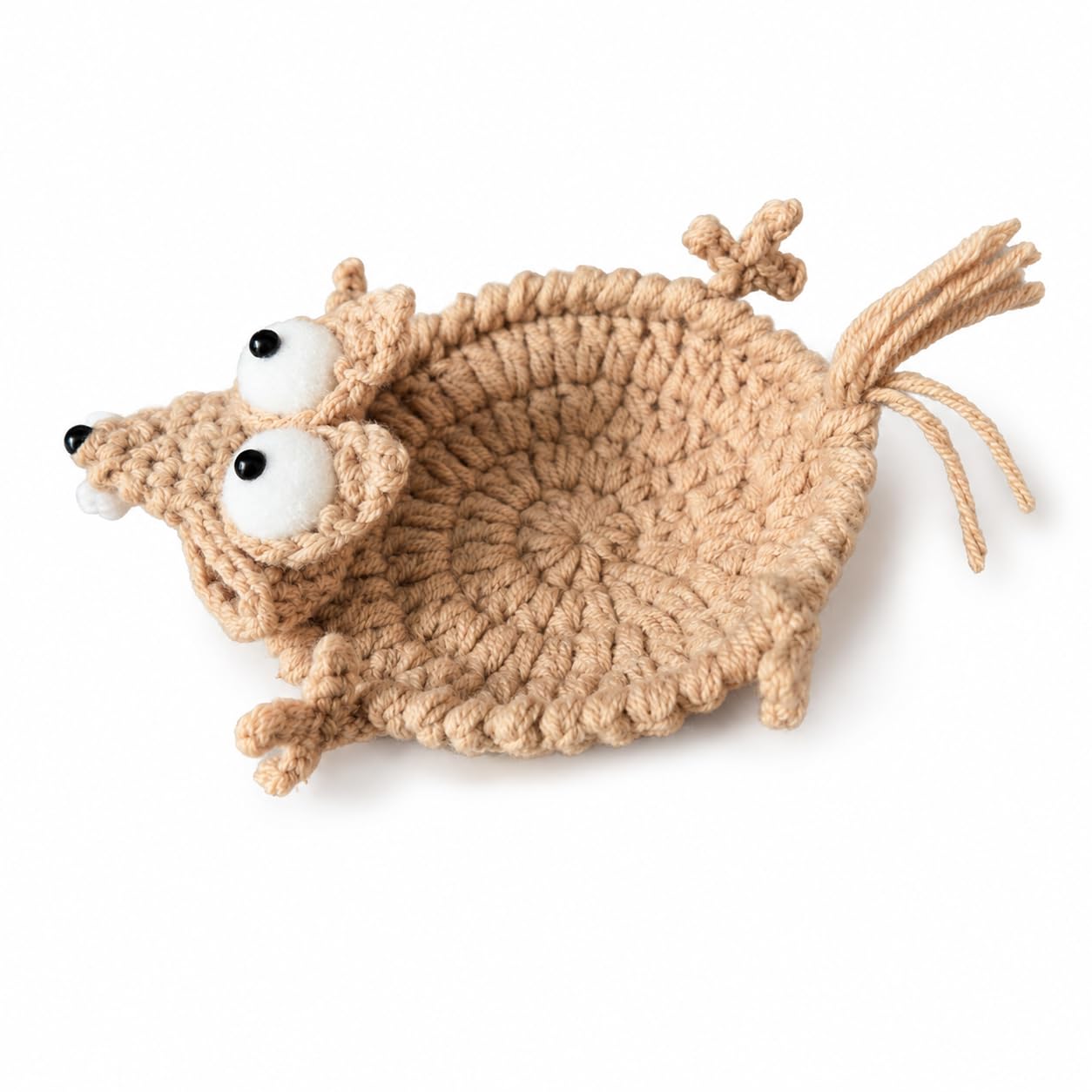 XQMMGO Crochet Lizard Coaster, Funny 3D Handmade Animal Mug Rug, Novelty Knitted Cup Mat for Tea & Coffee, Cute Desk Decor Gift for Animal Lovers (Beige)