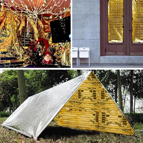 SYNYOUR Rettungsdecken 5 Stück, Rettungsdecke Gold Silber, Rettungsfolie 210×160cm, Erste Hilfe Decke für Notfall Outdoor Wandern Überleben Auto, Wärmefolie Robust Reißfest Wasserdicht