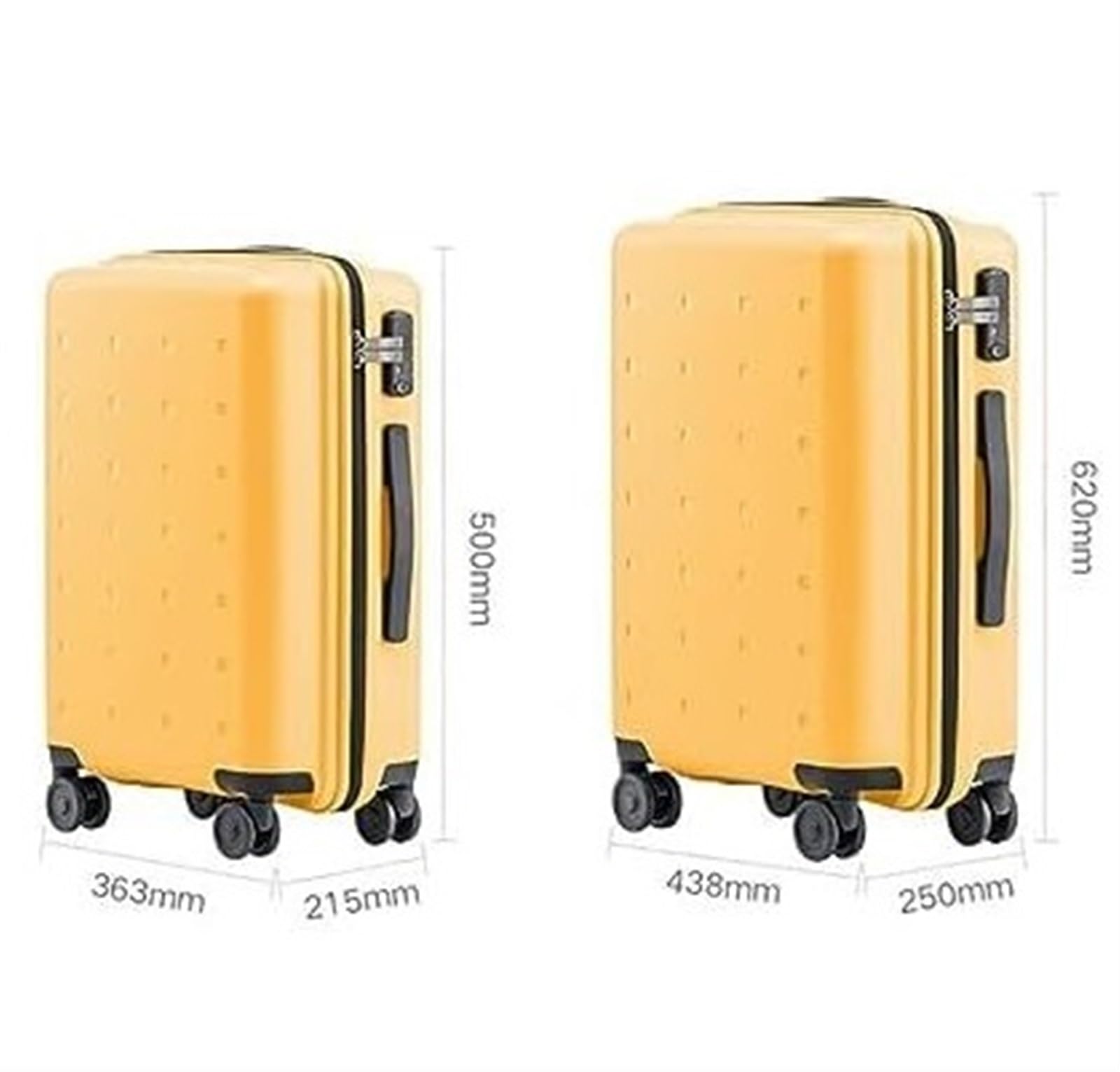 Valigia Bagagli da Portare con sé Valigie Portatili Valigia Rigida per Viaggio d'Affari Bagaglio a Mano(Yellow,20inch)