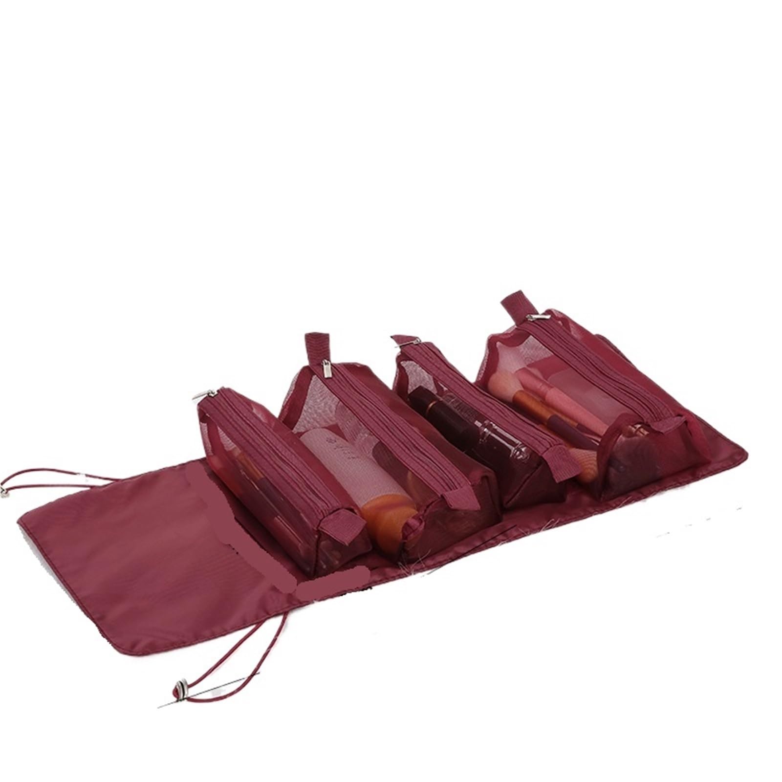 Bolsas de Maquillaje 4 en 1, Bolsa cosméticos Desmontable, portátil, Gran Capacidad, Plegable, for Almacenamiento Viaje, Uds para Viajar(Wine Red)