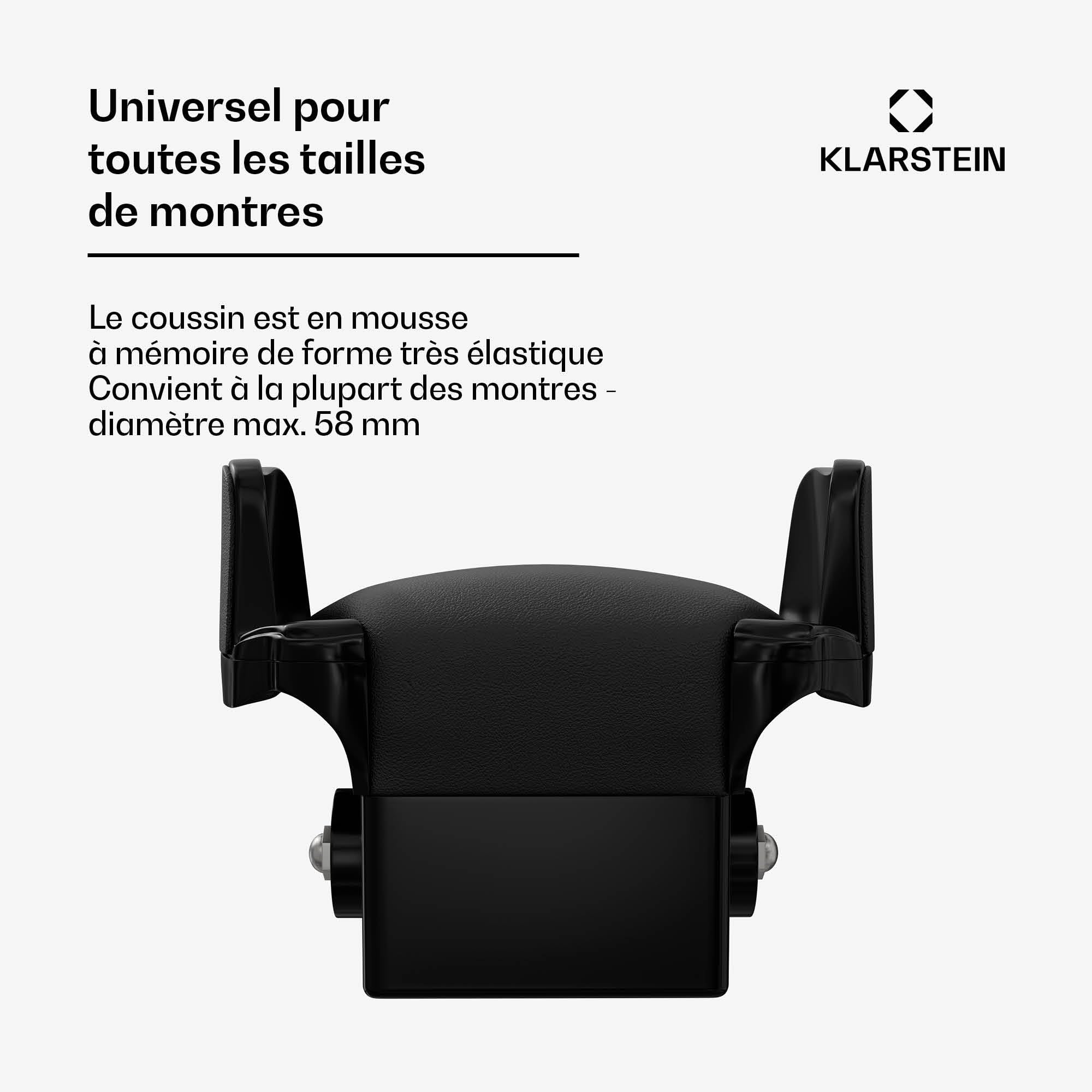 KLARSTEIN TimeSync Remontoir de Montre Automatique - Cuir végétalien & Verre trempé, Moteur Silencieux Mabuchi, 5 TPD, Alimentation Secteur/Piles, Noir - boîte Remontoir pour Montre