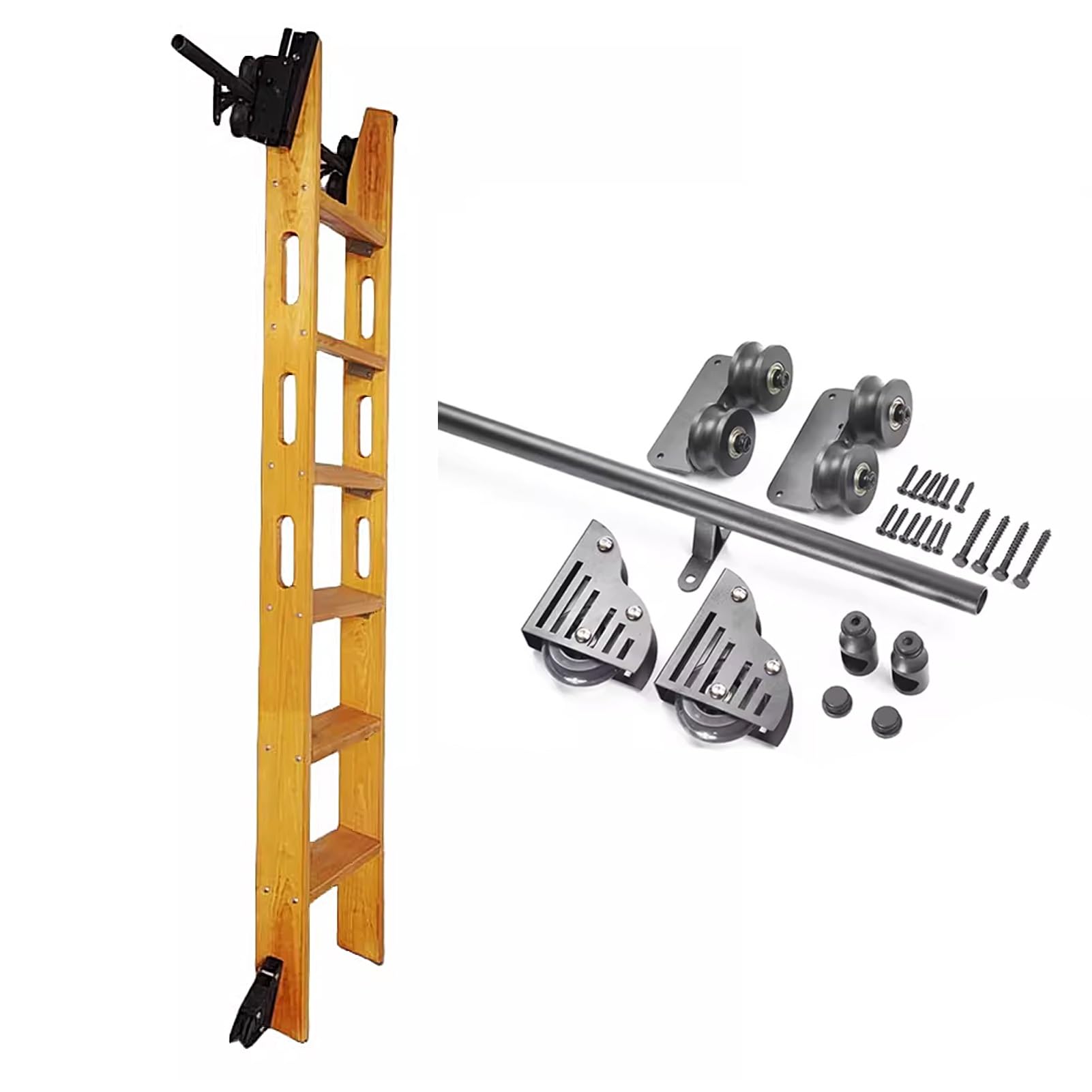Rail d'échelle coulissante pour ensemble de placard et mezzanine