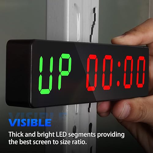 Miniatura 4 de Temporizador de gimnasio portátil, reloj de entrenamiento con batería recargable e imán integrado, cronómetro cuenta regresivahacia arriba para