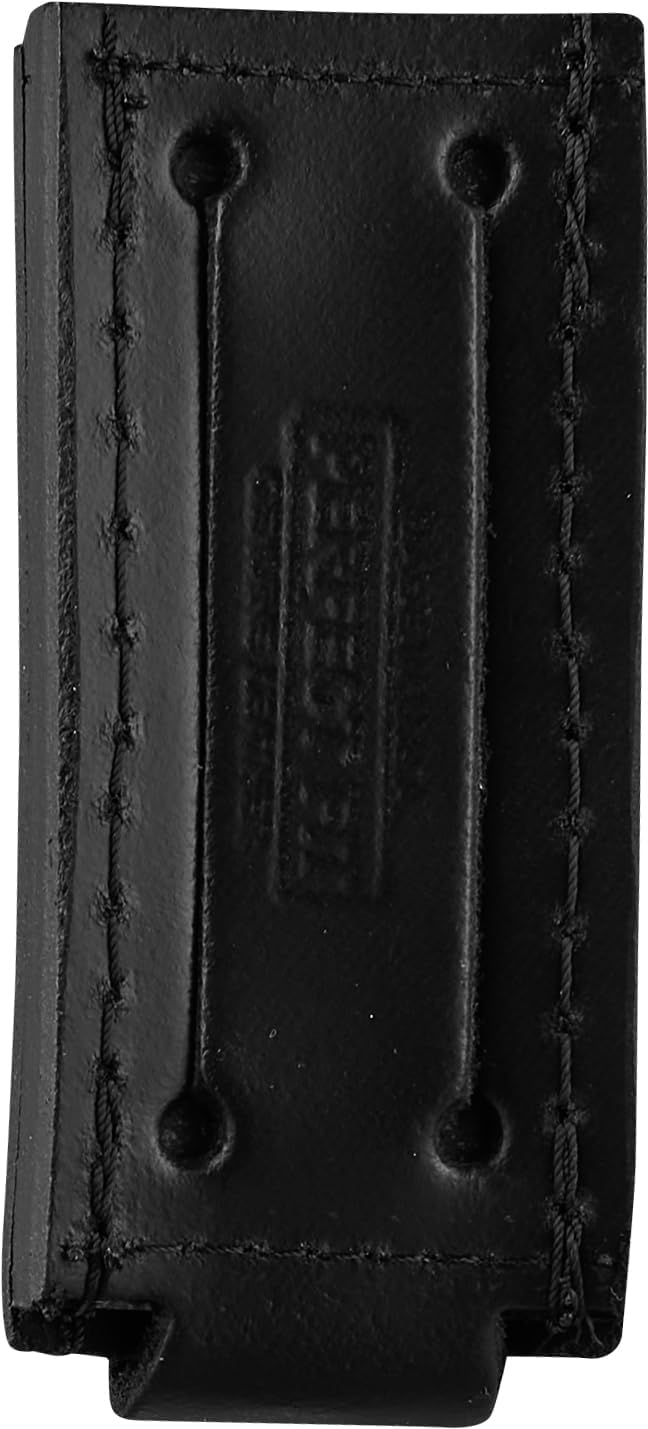 Strion Open Top Flashlight Holder, Black Leather Holster Fits 0.95 Inch Diameter Flashlight Barrels, Fits Duty Belts up to 2.25 Inch (Loop Style Belt Slide), Made in USA