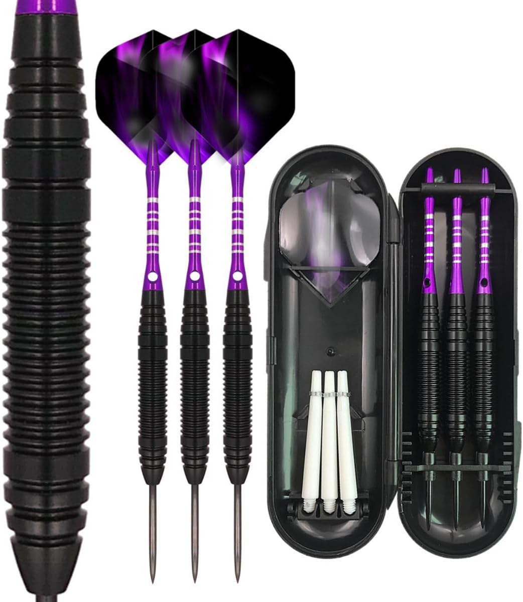 Professional Darts Set Steel Tip-Aluminum Stems Darts Flights with 24 Grams-3 Packs
