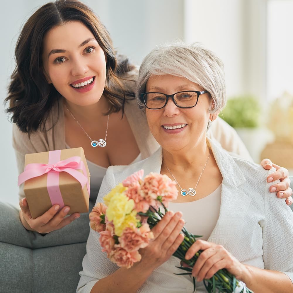 Fenthring Dolphin Necklace for Women Sterling Silver Dolphin Pendant Necklace Cute Heart Mothers Day Gifts - Image 2