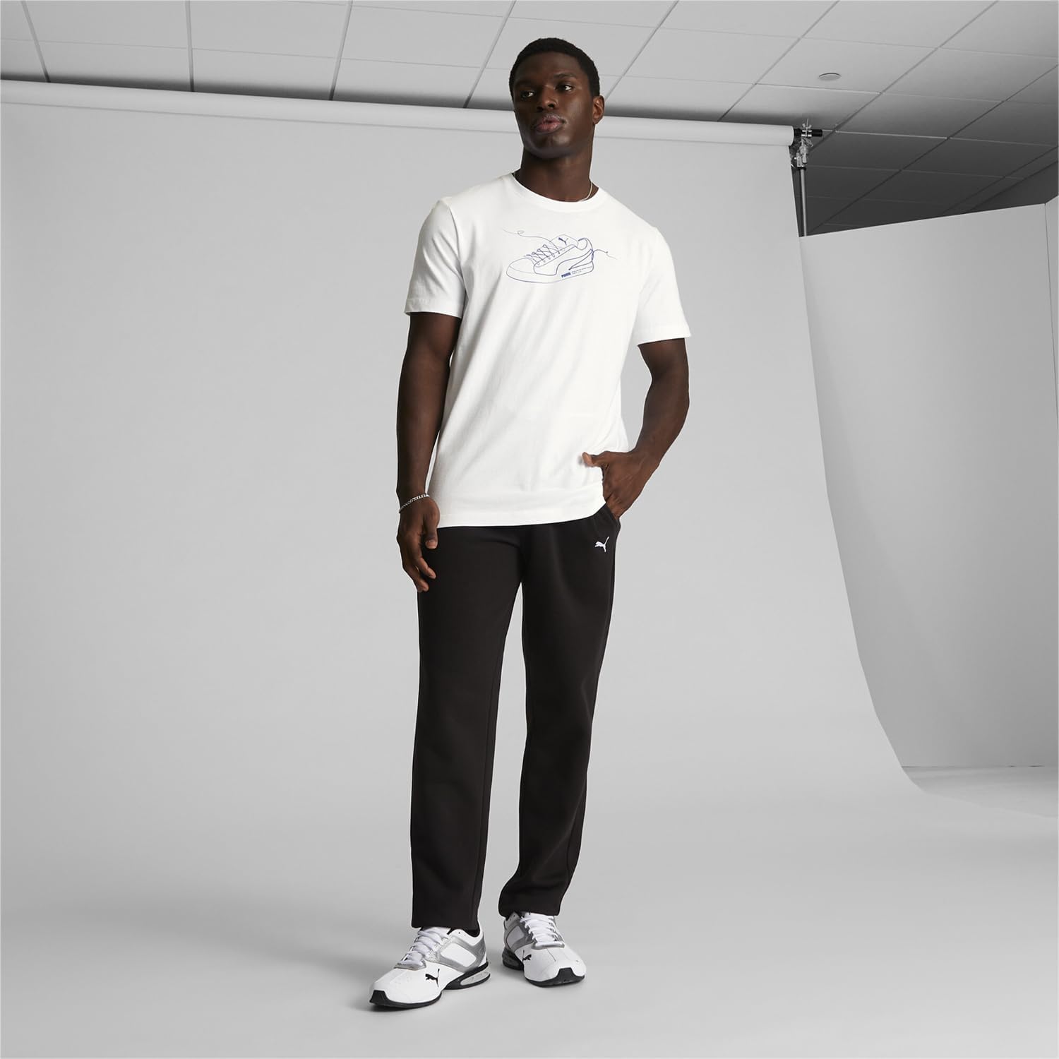 PUMA Mens Logo Fleece Drawstring 10 Inch Shorts Casual Bottoms Casual Drawstring - Blue - Image 5