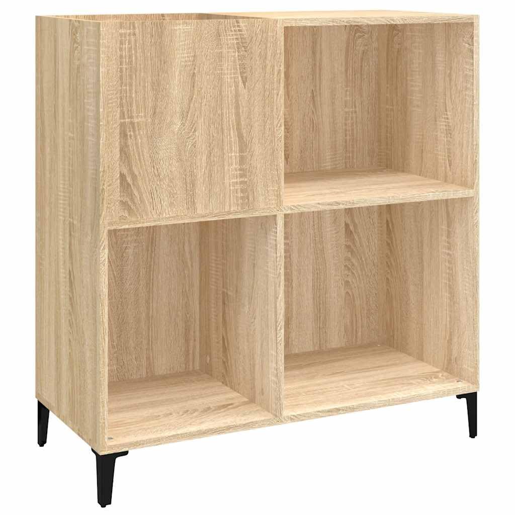 Szafka panelowa, dąb Sonoma, 84,5 x 38 x 89 cm, materiał drewnopochodny, regał na płyty winylowe ze stabilną górną płytą i metalowymi nogami do przechowywania LP