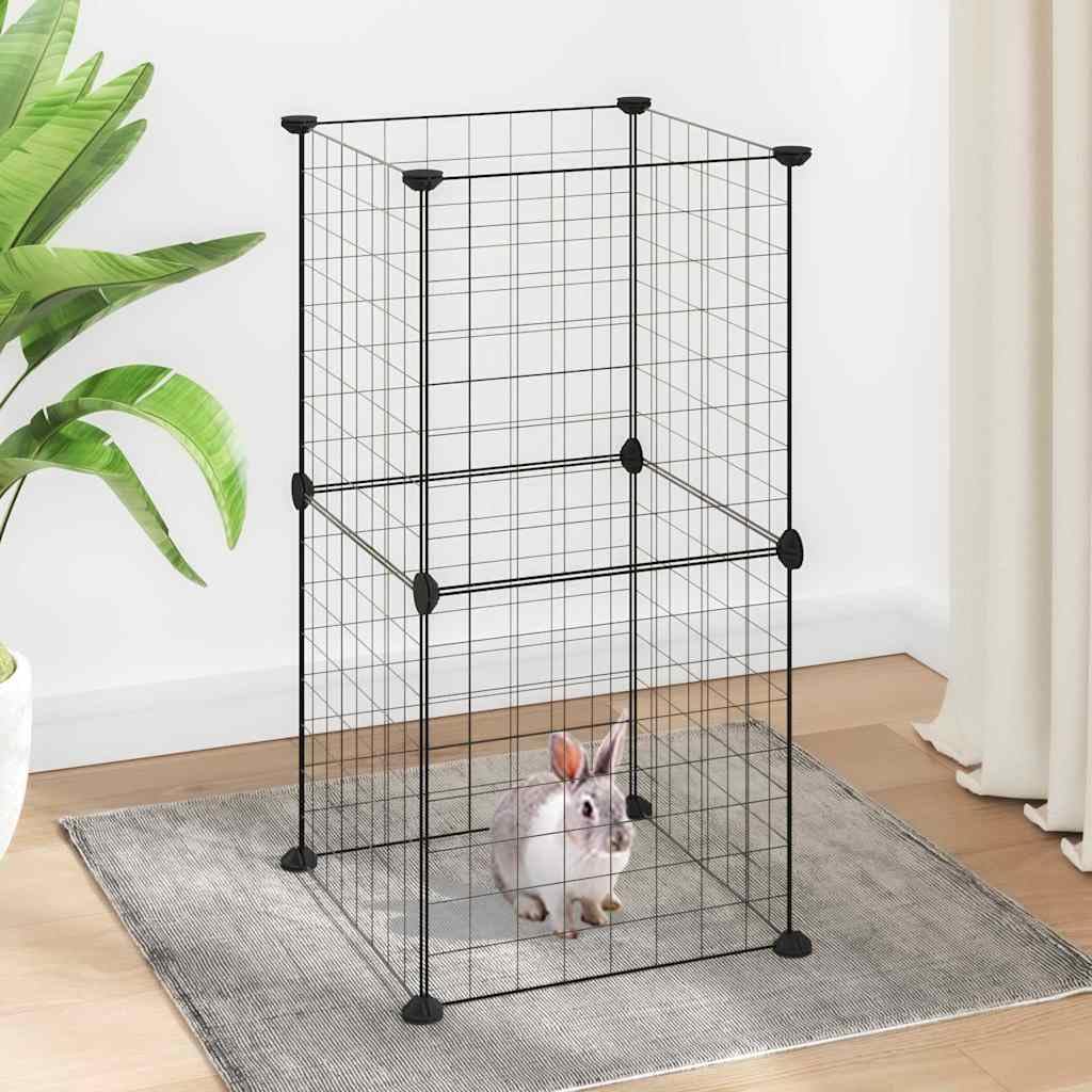 Gabbia per animali domestici in acciaio verniciato a polvere, 35 x 35 cm, recinto modulare, con griglia, porta e copertura per conigli, porcellini d'India, recinto interno ed esterno
