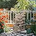 Biling 5-Tier Cascading Rock Outdoor Water Fountain with LED Lights and Artificial Fern, Outdoor Fountains and Waterfalls with Natural Stone Look for Garden, Patio, Backyard, Deck (Brown)
