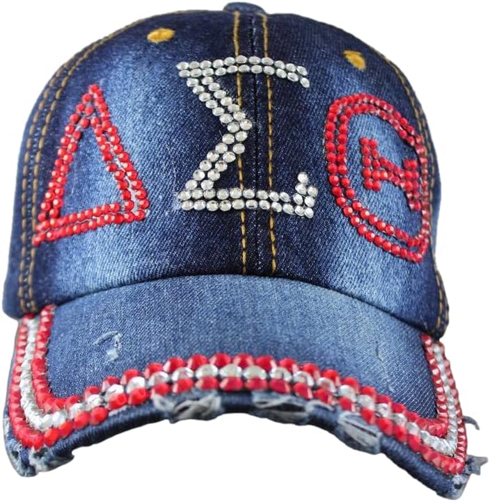 Delta Sigma Theta Denim Rhinestone Baseball Cap