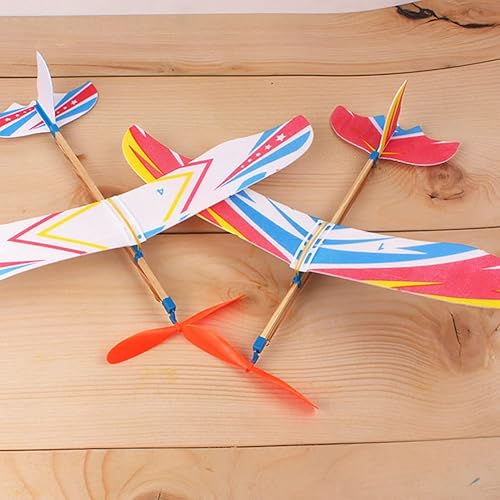 Miniatura 4 de Toyvian 10 piezas de goma impulsados por aeronaves planeadores voladores juguetes Windup Flying Copter juguetes folleto modelo planeador regalos de