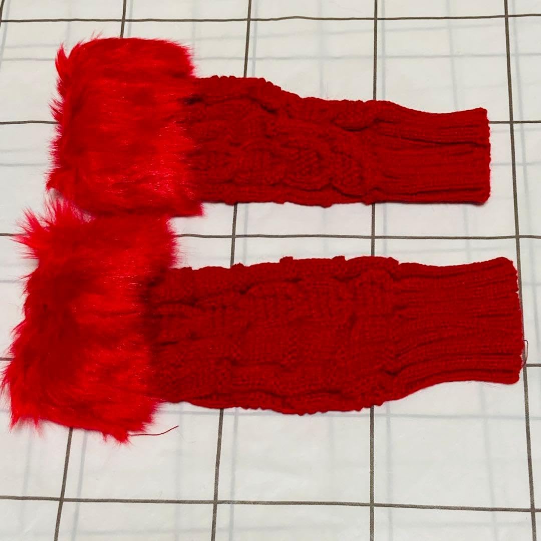 フェイクファー 指なし手袋 アームウォーマー 長め 20cｍ