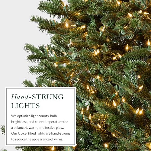Image of Balsam Hill BH Fraser Fir - Full Christmas Tree with Most Realistic True Needle Foliage, Easy Plug Technology & Multiple Height and Lighting Options, LED Clear, 5.5ft