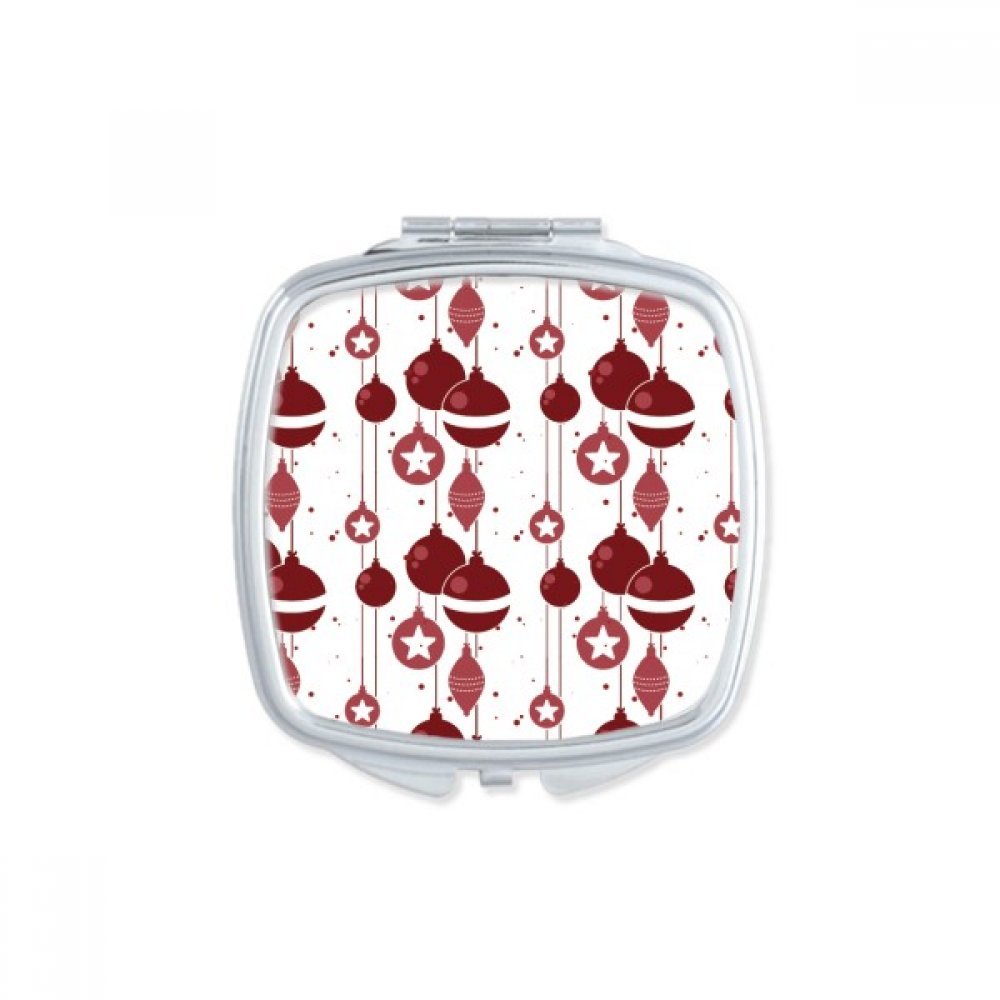 Miroir de poche compact de Noël rouge et blanc carré motif fête
