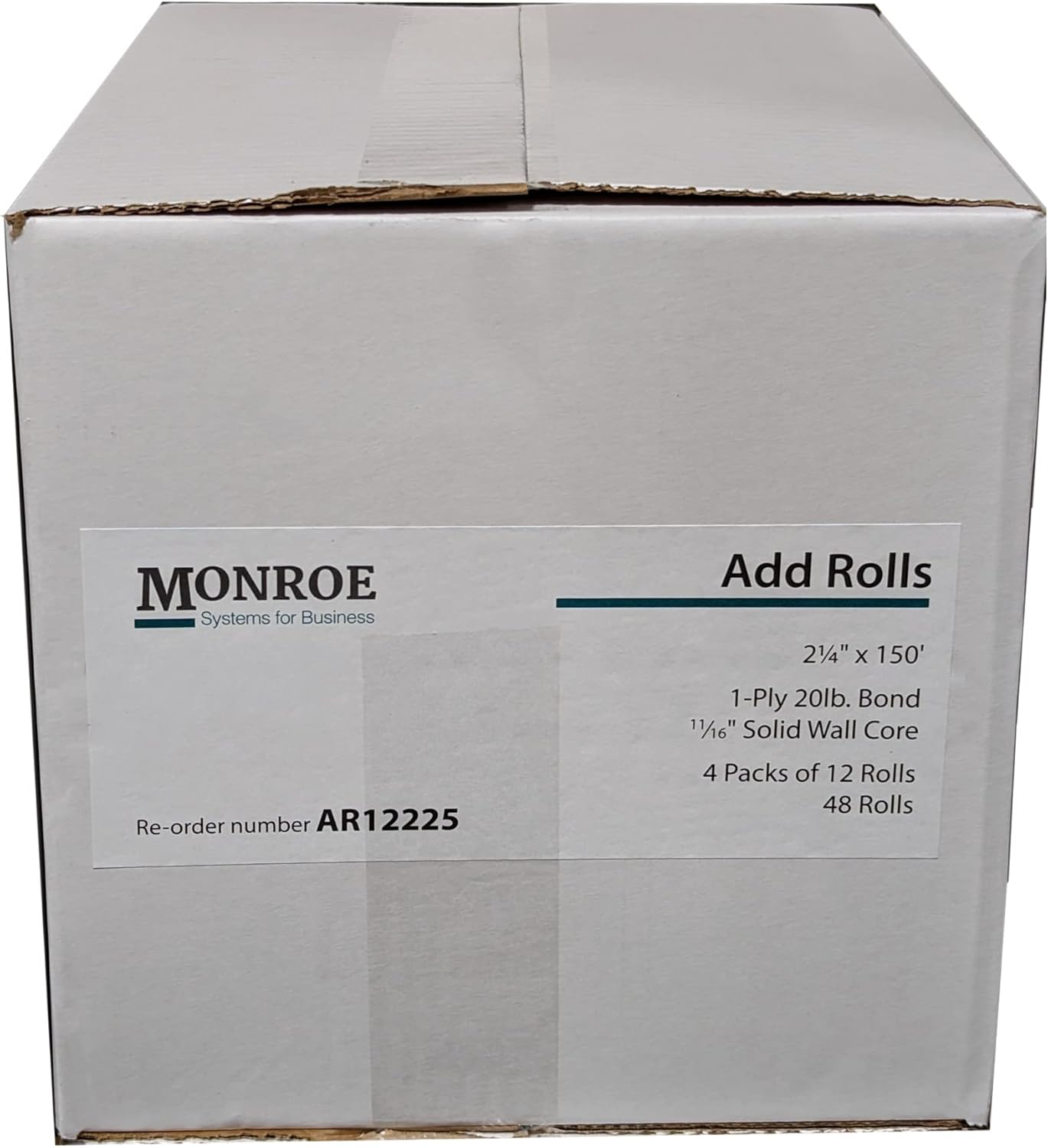 (48) Top of the Line Monroe Systems for Business Single-Ply Bond Paper Rolls, 20lb.