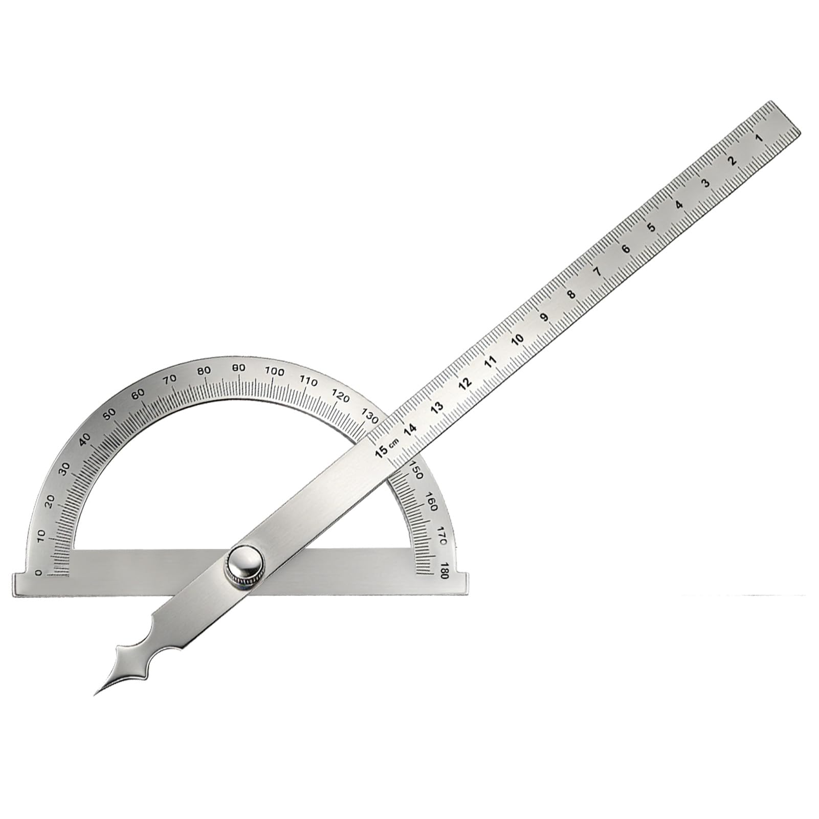 0–180° Transportador de Ángulos Metal Acero Inoxidable con 15cm Regla Goniómetro de Precisión Ajustable con Tornillo Fijación Transportador Herramienta Medición para Carpintería Bricolaje Dibujo Medir