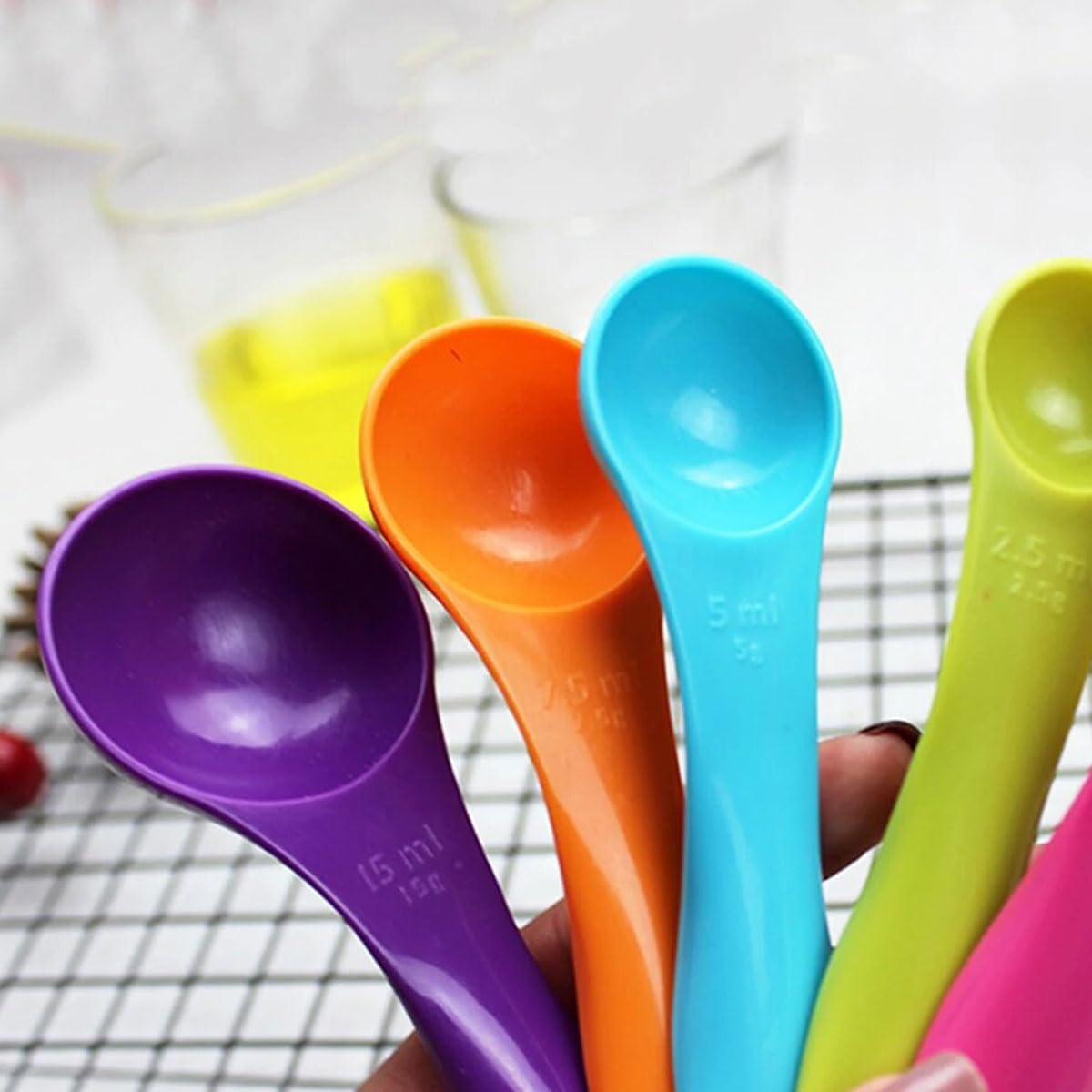 Cuillères à mesurer Lot de 5 colorées plastique mesure liquides poudres