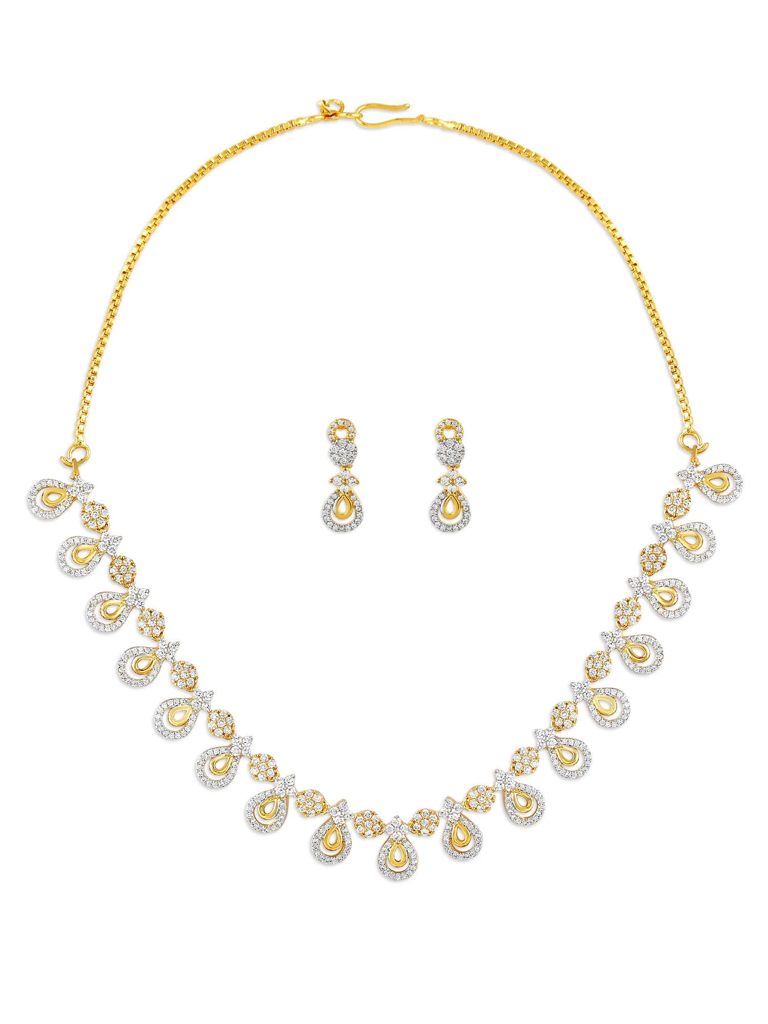 ZAVERI PEARLS Gold Tone Dazzling Cubic Zirconia Brass Necklace & Earring Set For Women-ZPFK17254 (B0CSSYFJC8) Amazon Price History, Amazon Price Tracker