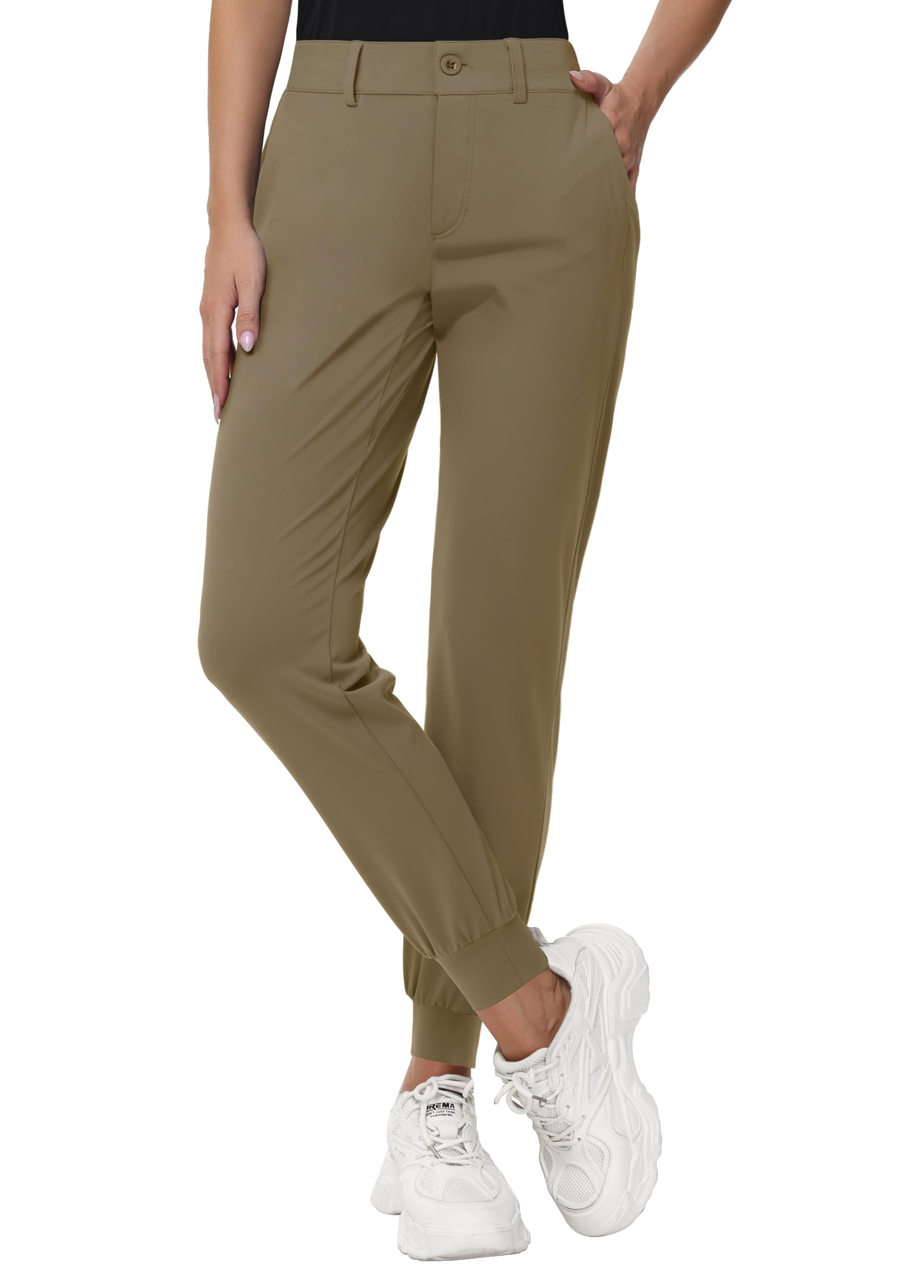 MIVEI Women's Stretch Golf Joggers Pants - Tapered Athletic Casual Work Dress Travel Sweatpants with Zipper Pockets UP50