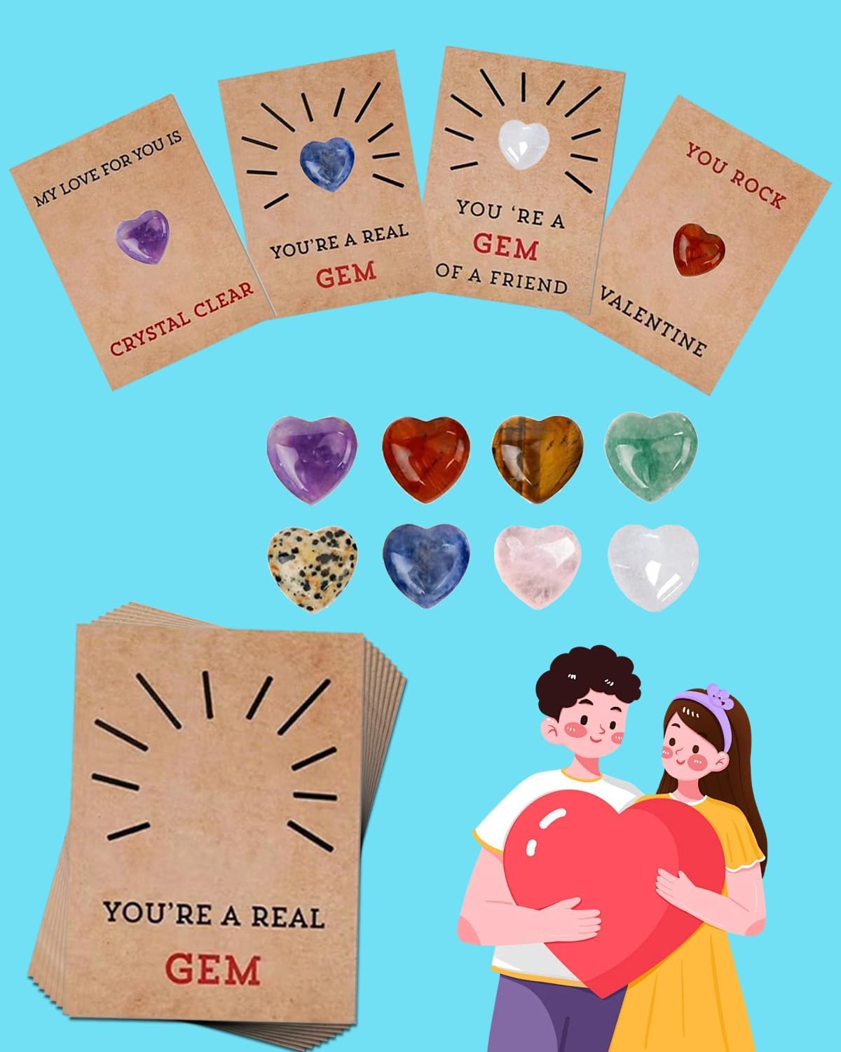 KFP You're a Gem of a Friend Valentine Cards, 24 Pack