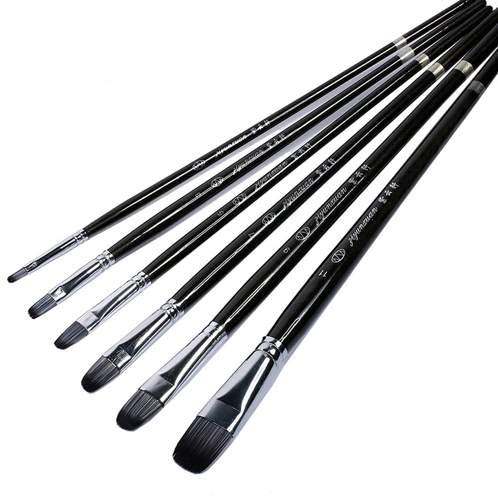 Brosse aquarelle et huile en poils de belette mixtes pour artiste | Lot de 6