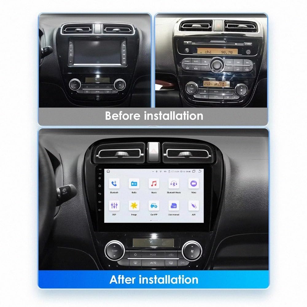 Ekran Carplay dla Mitsubishi Mirage Space Star 2012-2023 Odtwarzacz Samochodowy Z Ekranem Dotykowym Hd, Carplay, Bluetooth, Wi-Fi, Radiem., 8 Rdzeń 8G+256G