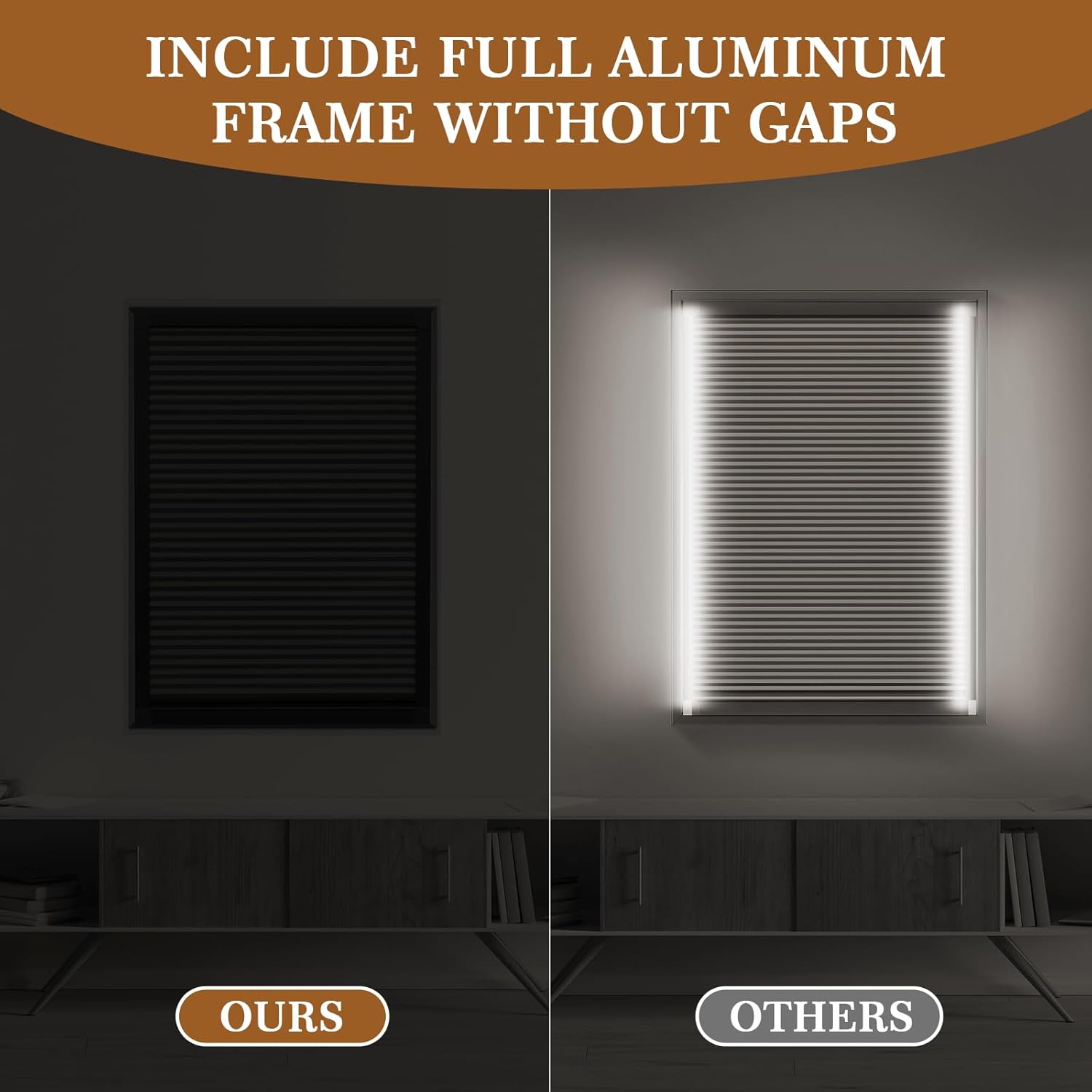 Yotache Thermal Insulated Blackout Blinds (with Aluminum Frame), Window Shades for Home, Bedroom and Nursery, 44"×60" Inside Mount, Gray