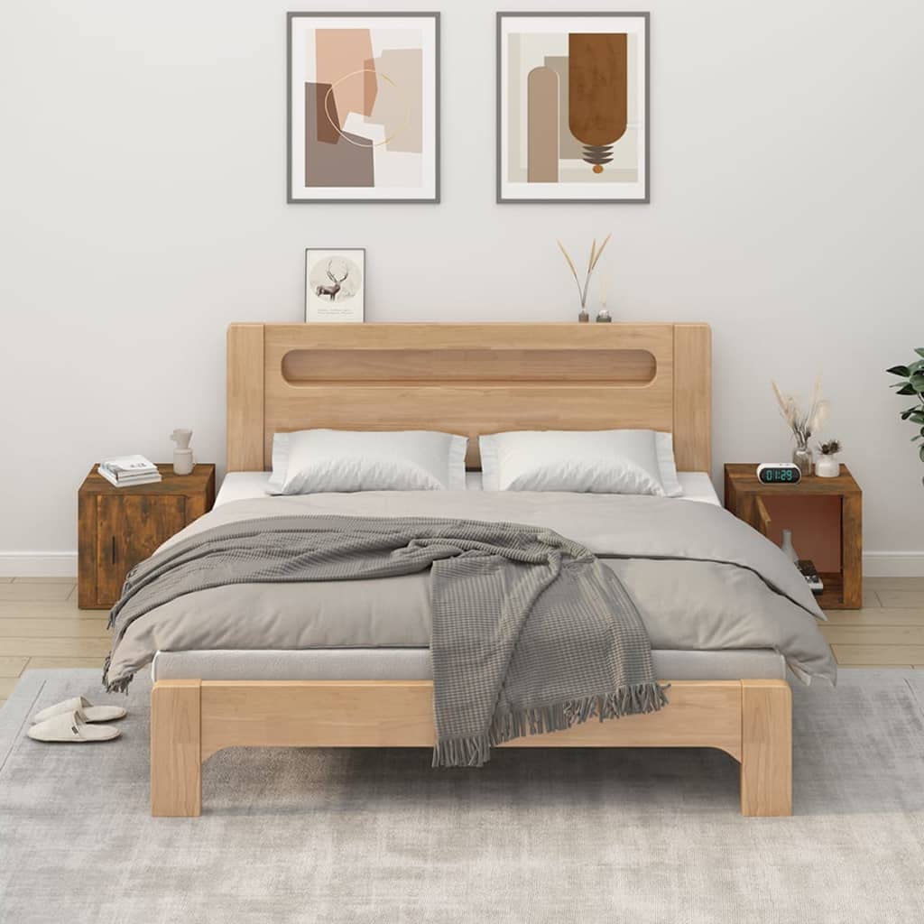 Juego de 2 mesitas de noche en roble ahumado, 50 x 39 x 47 cm, mesitas de noche de madera con espacio para el dormitorio, mesas auxiliares para camas con somier y camas tapizadas
