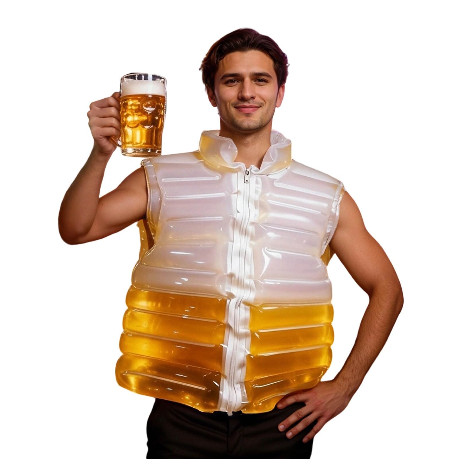 Bierjacke Mit Zapfhahn, Bier Jacke BefüLlbar,Bierjacke Herren Damen Transparente Biertrinkjacke Mit Stroh Aufblasbare Puffer Party Jacken FüR MäNner Frauen Lustiges Gag Geschenk FüR Bier Pools