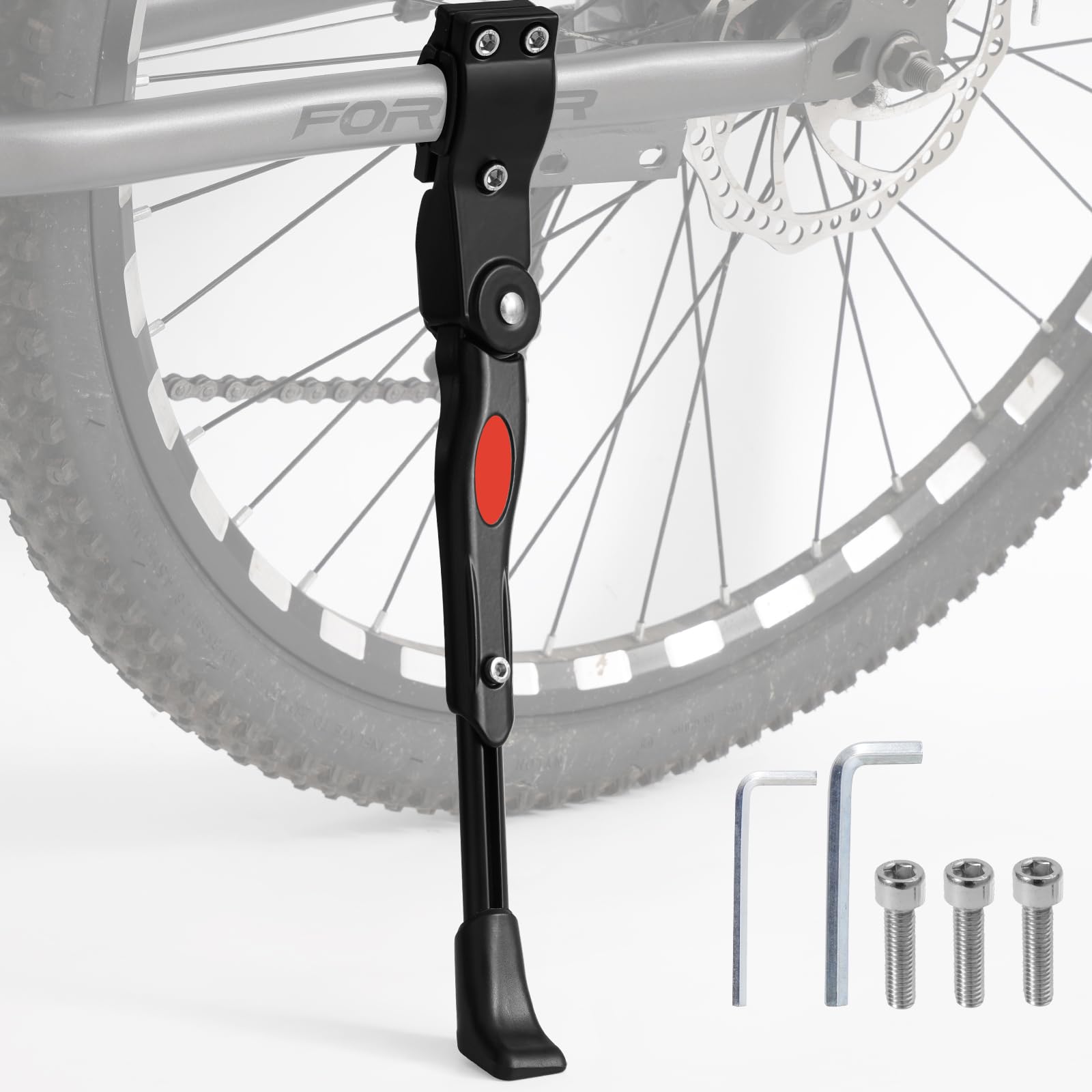 TRKIMAL Bike Kickstand, Aluminium Alloy Height Adjustable Rear Side Bicycle Kick Stand Fit for Mountain Bike and Road Bike of 24Inch-28 Inch, Come With Allen Wrench 2PCS (Black)