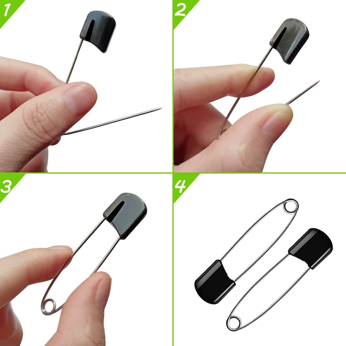 50 Pcs Diaper Pins, Plastic Head Safety Pin with Safe Locking Closures (Black) : Baby