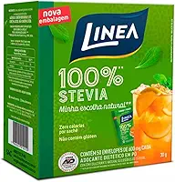 Linea Adoçante Dietético 100% Stevia em Pó, Zero Calorias, Sem Glúten, 50 Sachês de 500 mg, 25 g