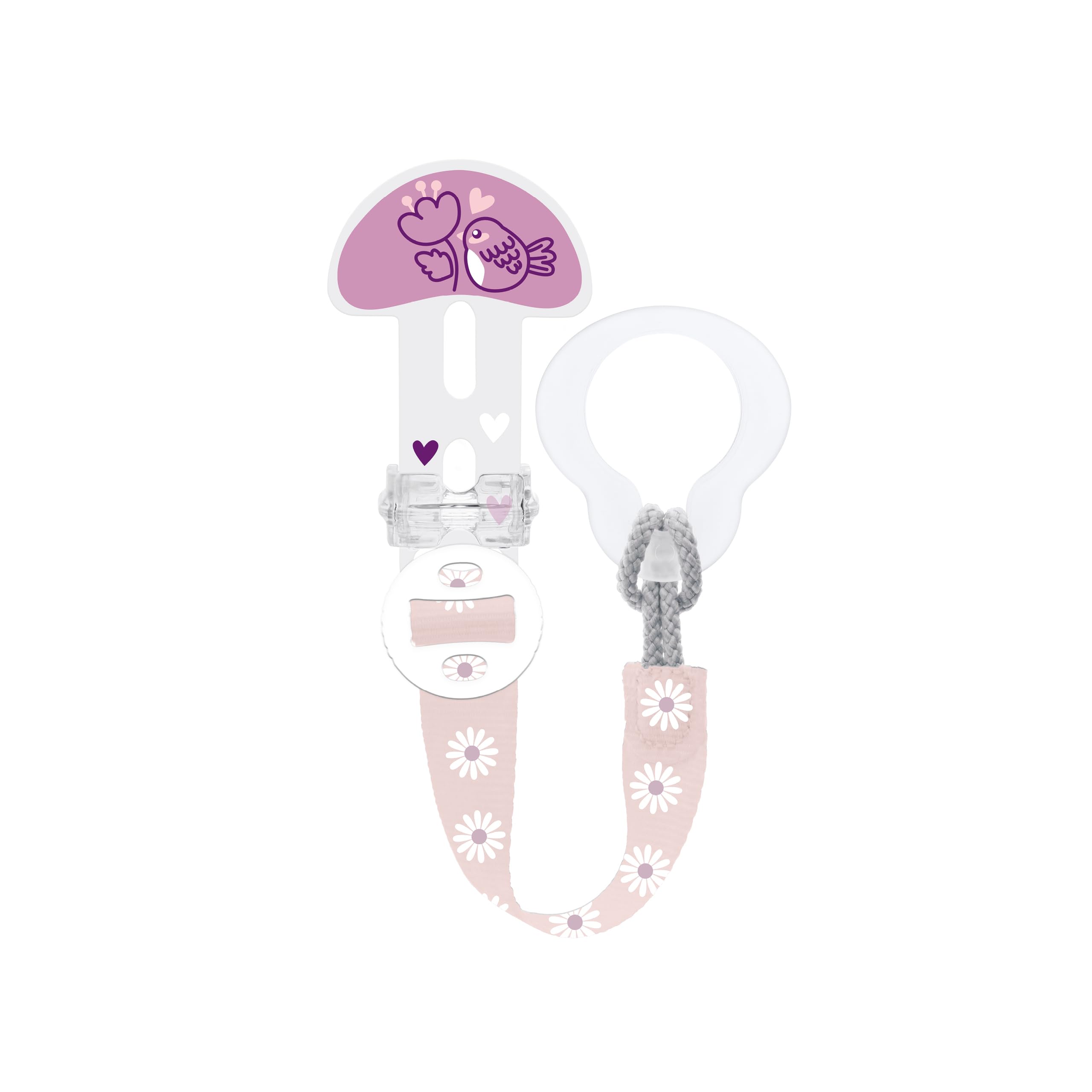 MAM Dummy Clip | Baby Soother Clips Fit All MAM Soothers | Adjustable Length and Lightweight Design | Baby Accessories | Spotted Strap (Various Designs) | Dummies Not Included