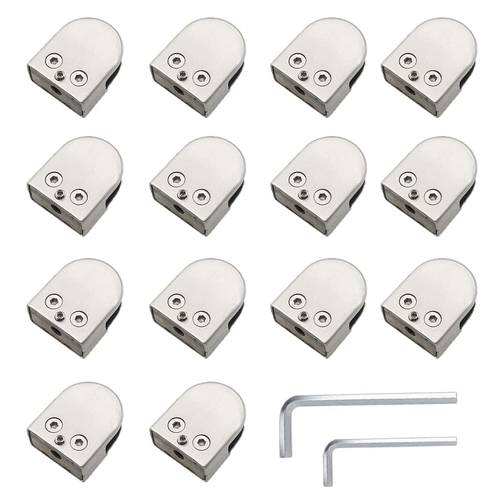 MUYRJLZX Glass Holder Stainless Steel Glass Clamps Glass Floor Clamp 8-10-12mm Adjustable Glass Brackets Glass Clips U-clamp Spigot Clamp Perfect Match