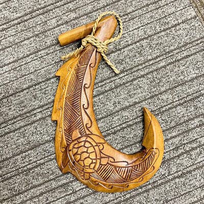 Amazon.co.jp: ○o。ハワイアン 木製 フィッシュフック型 壁掛け